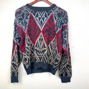 Vintage Sears Mens Sweater Sz S/M Indie Grunge Nordic Argyle Hipster Cabin